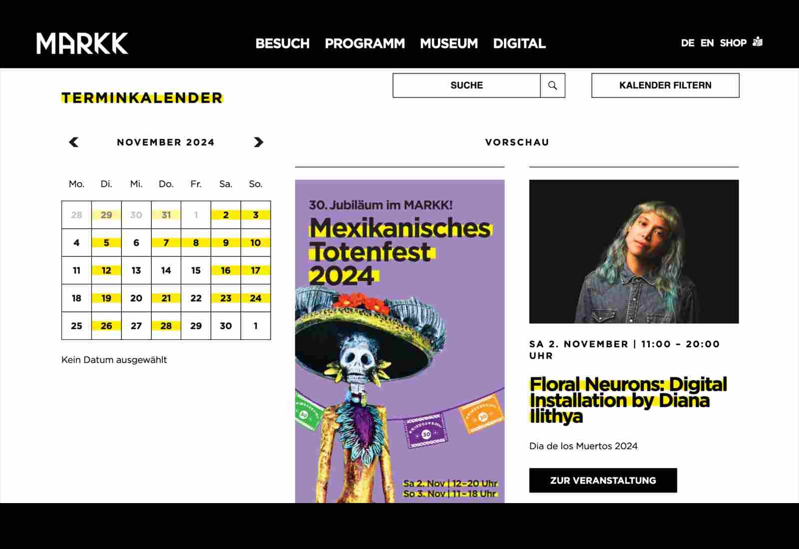 MARKK Museum Homepage Screenshot