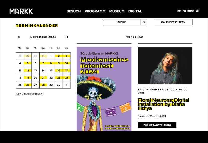 MARKK Museum Homepage Screenshot