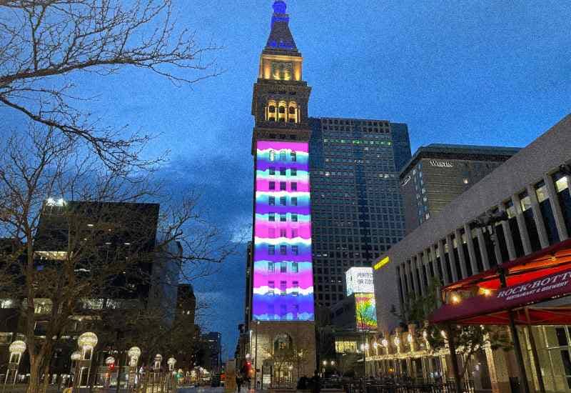 Day Night Lights Denver Projection at Daniels & Fishers Tower