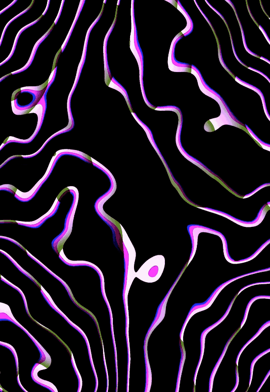 Animation of generative abstract glossy dark rivers by ilithya