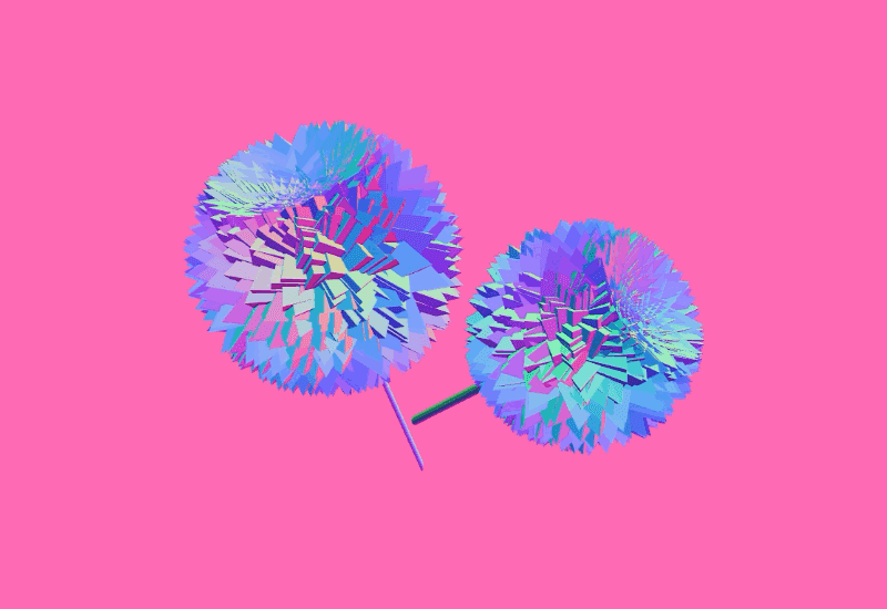 Animation of generative 3D dandelions dahlias flowers by ilithya